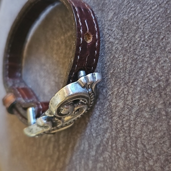 BRIGHTON Cowboy Core Brown Leather Scroll Buckle Belt Bracelet 07135 - Picture 5 of 8